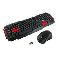 xclio-ws-880r-wireless-gaming-keyboard-and-3-button-mouse-2.4ghz-with-nano-usb-black-red/black